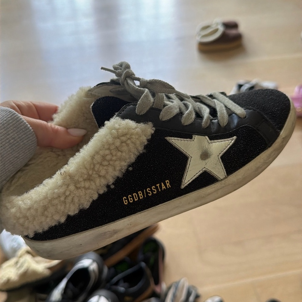 Like new golden goose slip on with Sherling
